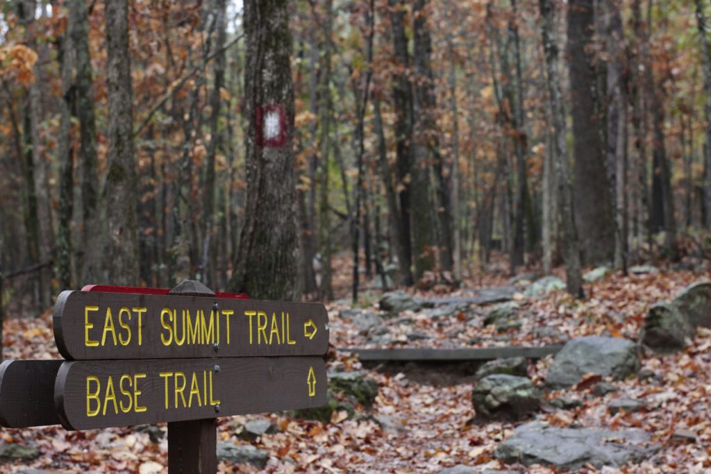 Trail sign in Pinnacle Mountain State Park
